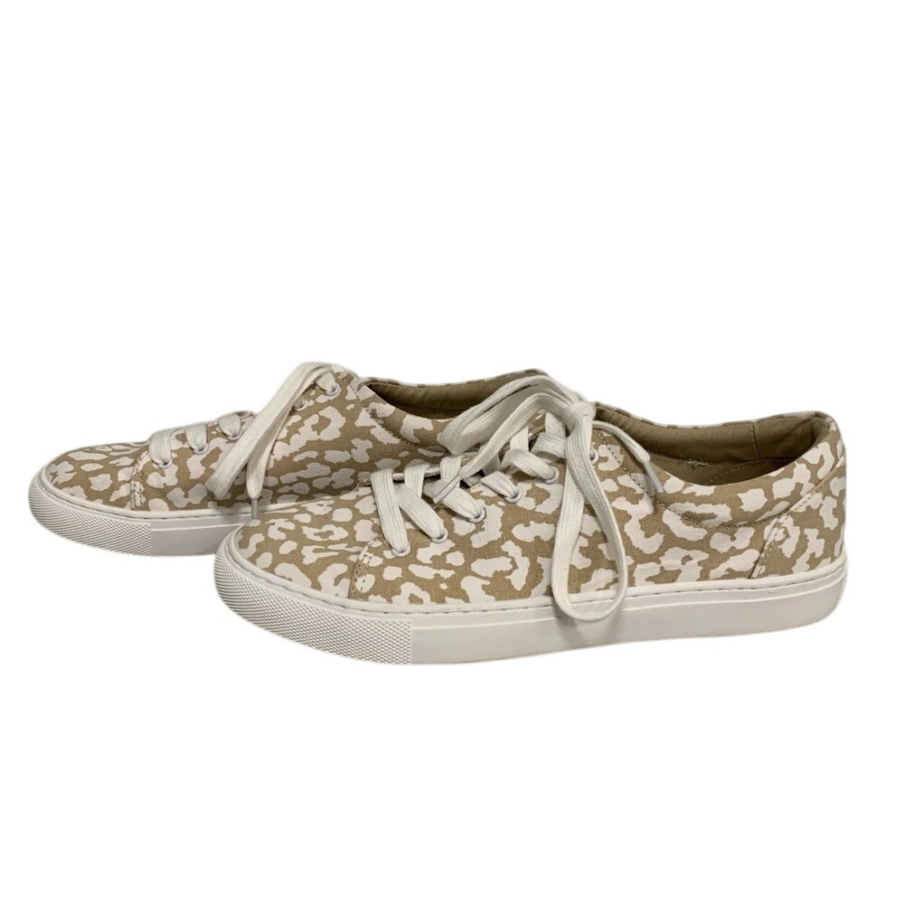 J. Crew Roadtrip Women's‎ Canvas Sneakers Tan/White Dot Print Size 9.5 Casual